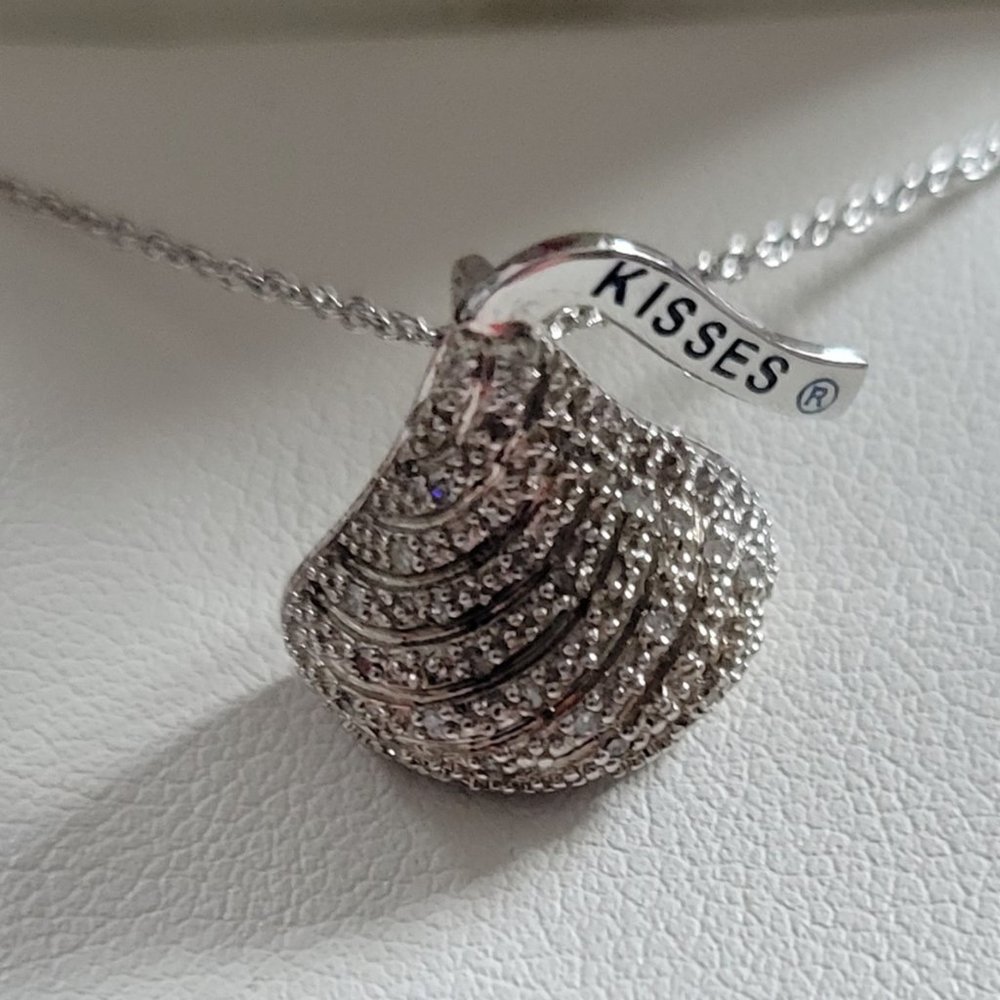 Hershey Kiss Pendant in Sterling Silver w/Round Cut Diamonds
